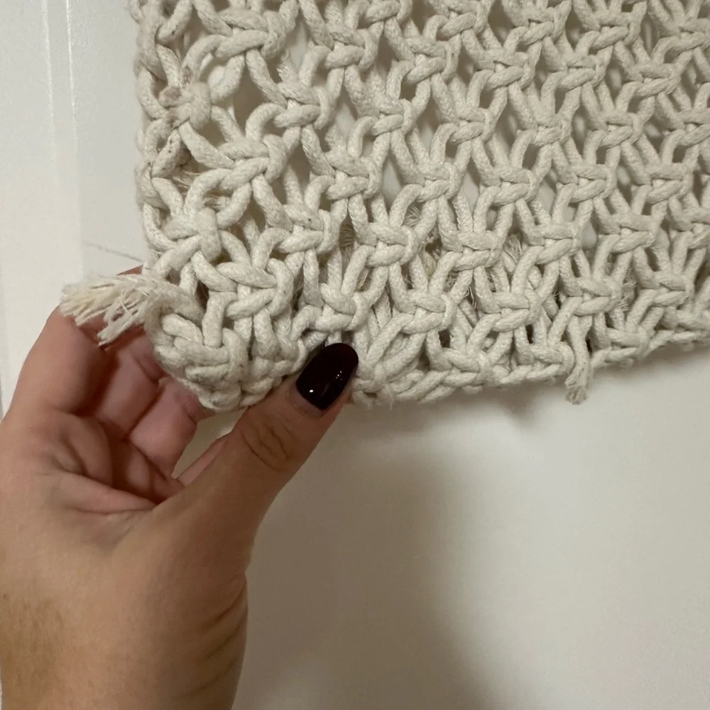 Cream Macramé Tote Bag